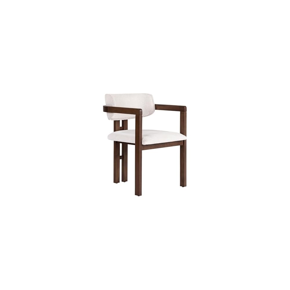 Modern Green Chair with Wooden Legs in Walnut, 54 x 76 x 54 cm | 100% Beech Wood Frame, Easy Clean Polyester Chenille Fabric | Comfortable 5cm Foam Seat, Perfect for Home & Office