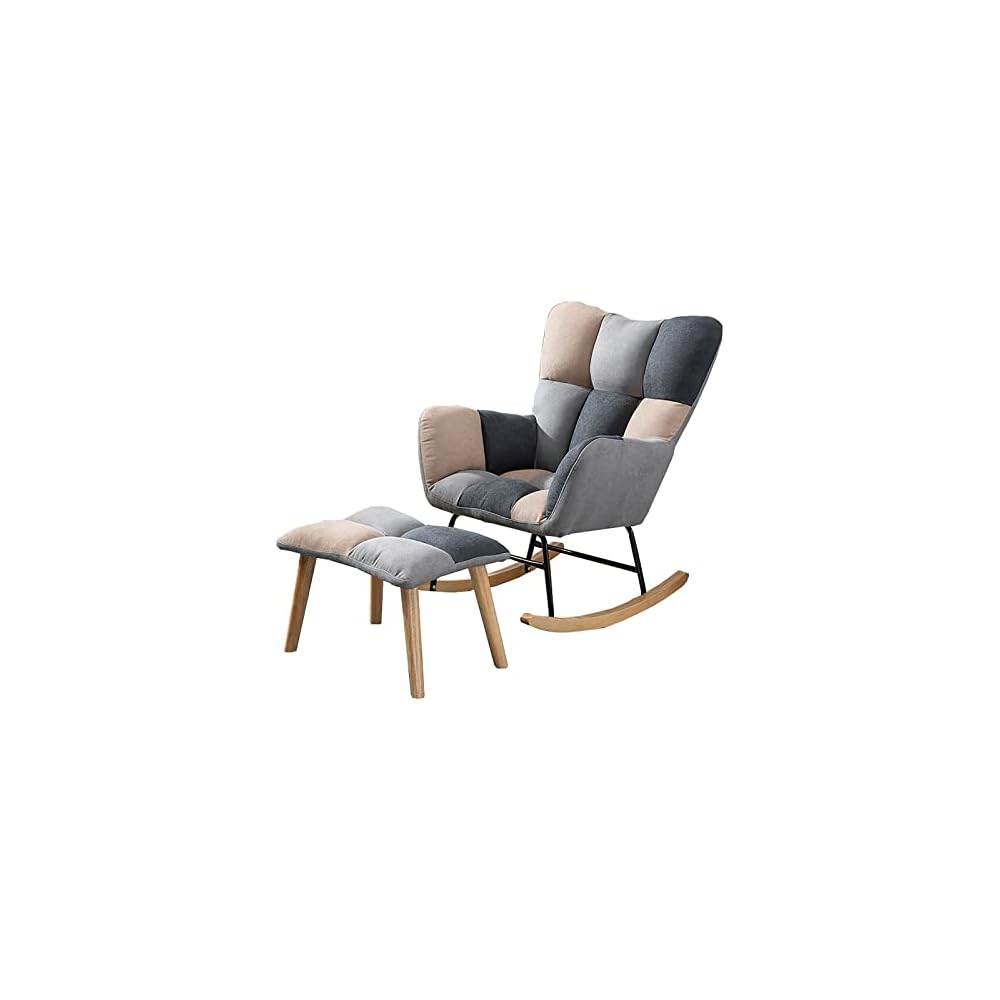 Living Room Chair with Reclining Legs, Rubber Wood and Iron Frame for Stable Support, Lounge Chair, Three-Color Selection (Mixed Color)