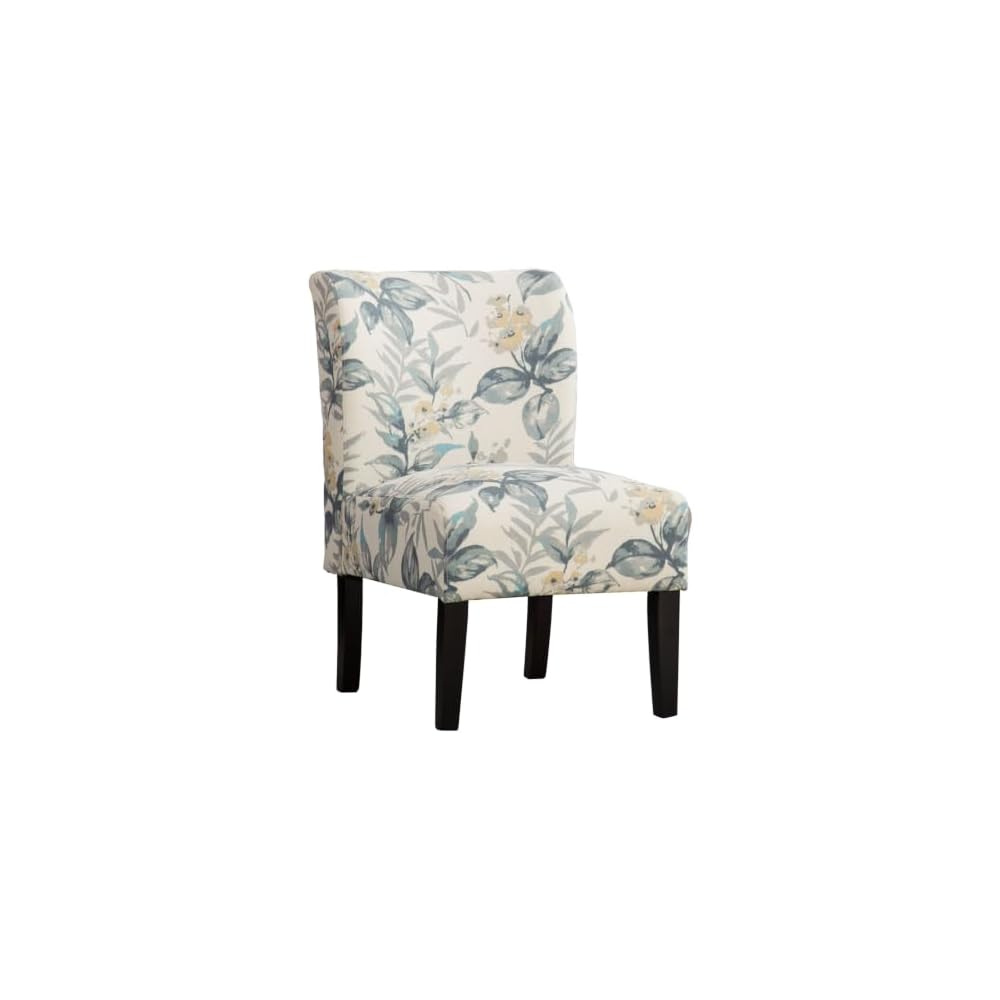 Roundhill Furniture Capa Print Fabric Armless Contemporary Accent Chair, Indigo Botanical Floral