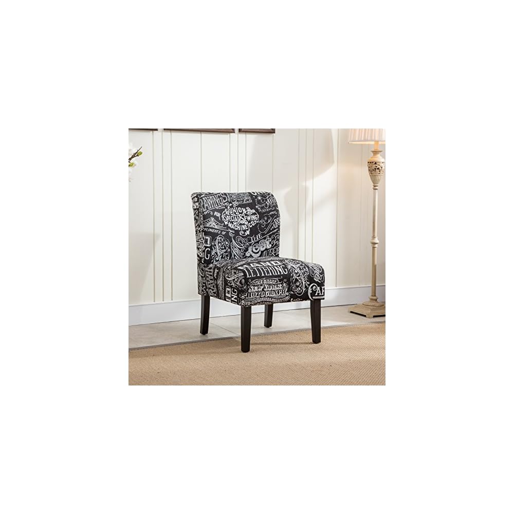 Roundhill Furniture Capa Print Fabric Armless Contemporary Accent Chair, Indigo Botanical Floral