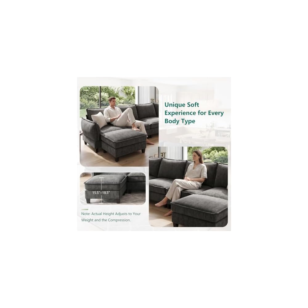 Modular Sectional Couches for Living Room , 104" L Shaped Couch Sofa
