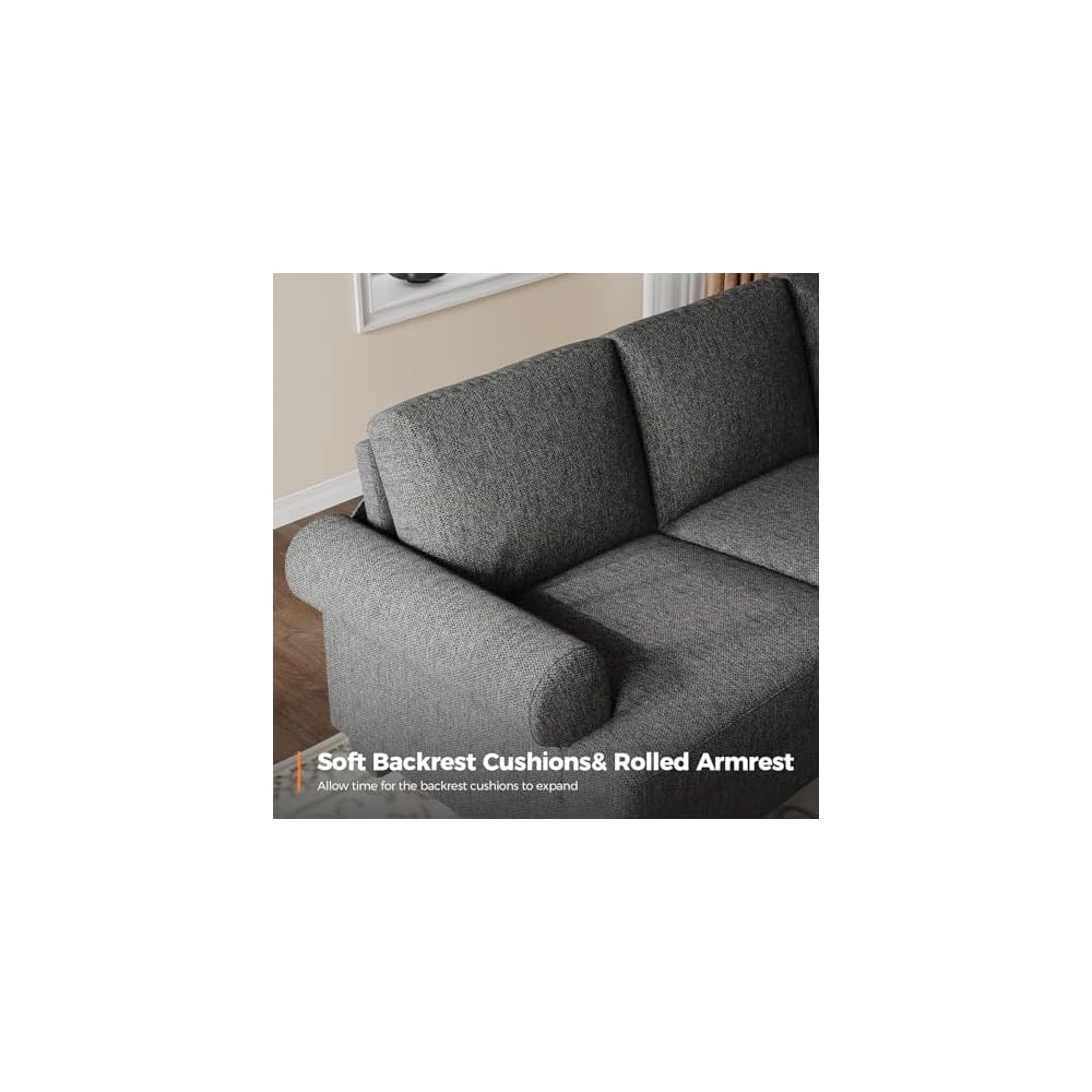 Fadware 91” Sofa Couch, Deep Seat Sofa with Lawson Style Armrests, Modern 3 Seater Sofa with Upholstered Cushion& Backrests, Mid-Century Comfy Couch for Living Room, Apartment, Yellow