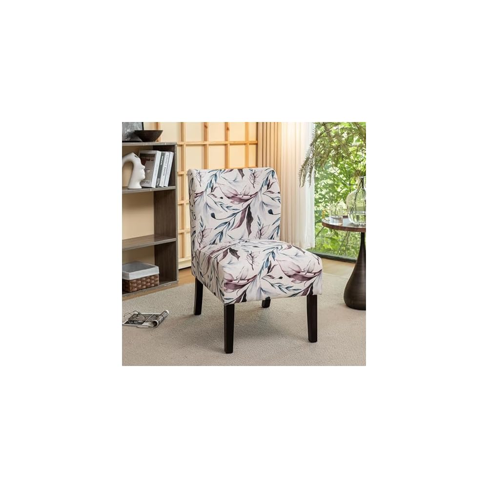 Roundhill Furniture Capa Print Fabric Armless Contemporary Accent Chair, Indigo Botanical Floral