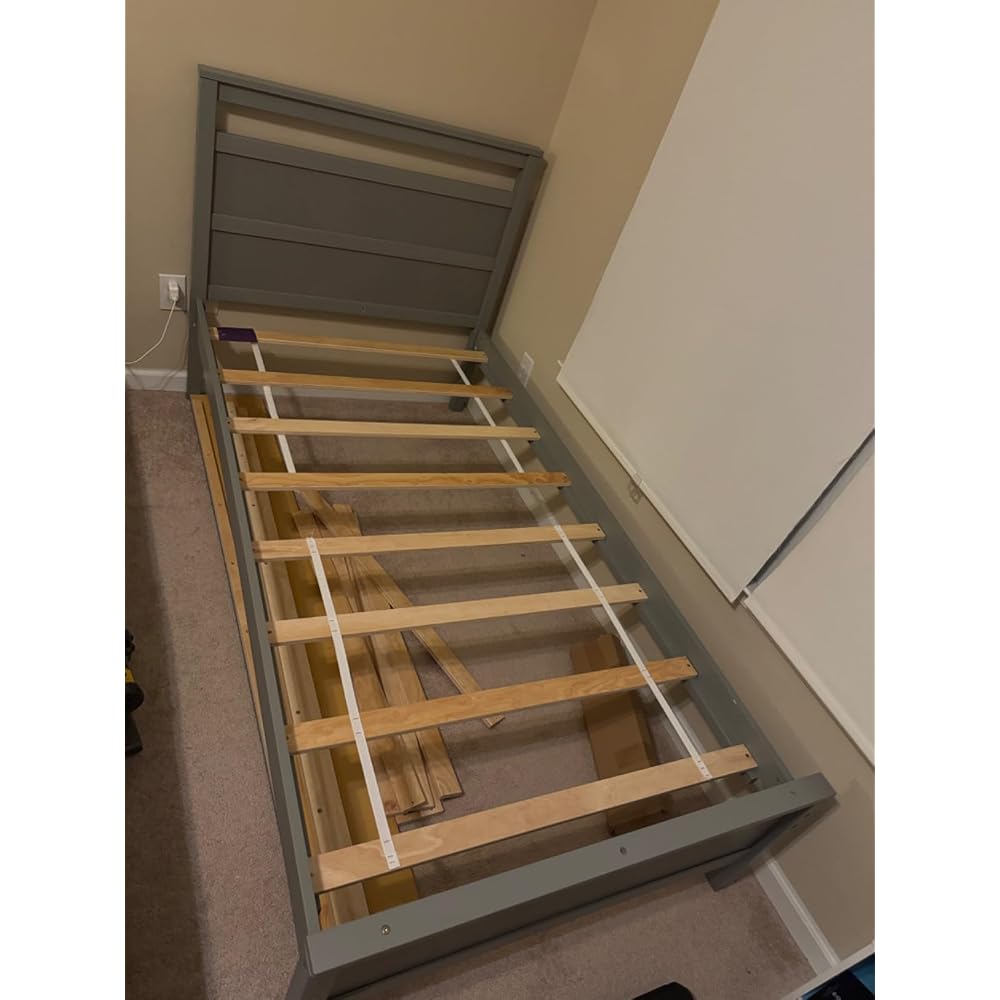 GIANTEX Trundle Bed Twin, Wood Day Bed Frame with Headboard & Footboard, Wooden Slats Support, Pull Out Bed, Twin Bed with Trundle for Kids Teens Adults, Grey