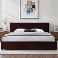 Pemberly Row Channel Tufted Upholstered Platform King Bed, Burgundy Fabric, Vertical Tufted Headboard, Solid Wood Frame, Low-Profile Design, Modern Bedroom Furniture, 39.4" H x 81.9" W x 86.2" D