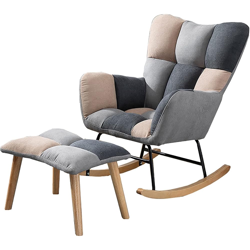 Living Room Chair with Reclining Legs, Rubber Wood and Iron Frame for Stable Support, Lounge Chair, Three-Color Selection (Mixed Color)
