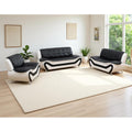 Leather Couches, Living Room Couch Set, Sofa for Bedroom, Apartment, Living Room Furniture Sets a-Leather (Black&White, Sofa+Loveseat+Chair)