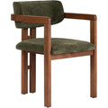 Modern Green Chair with Wooden Legs in Walnut, 54 x 76 x 54 cm | 100% Beech Wood Frame, Easy Clean Polyester Chenille Fabric | Comfortable 5cm Foam Seat, Perfect for Home & Office