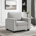 Lexicon 40" W Modern Chenille Accent Chair, Track Arms, Gray
