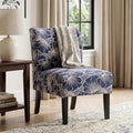 Roundhill Furniture Capa Print Fabric Armless Contemporary Accent Chair, Indigo Botanical Floral